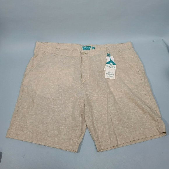 Tenth + Ocean Natural Washable Linen Shorts Men's Size 42" Tan Sand NWT - Picture 1 of 8